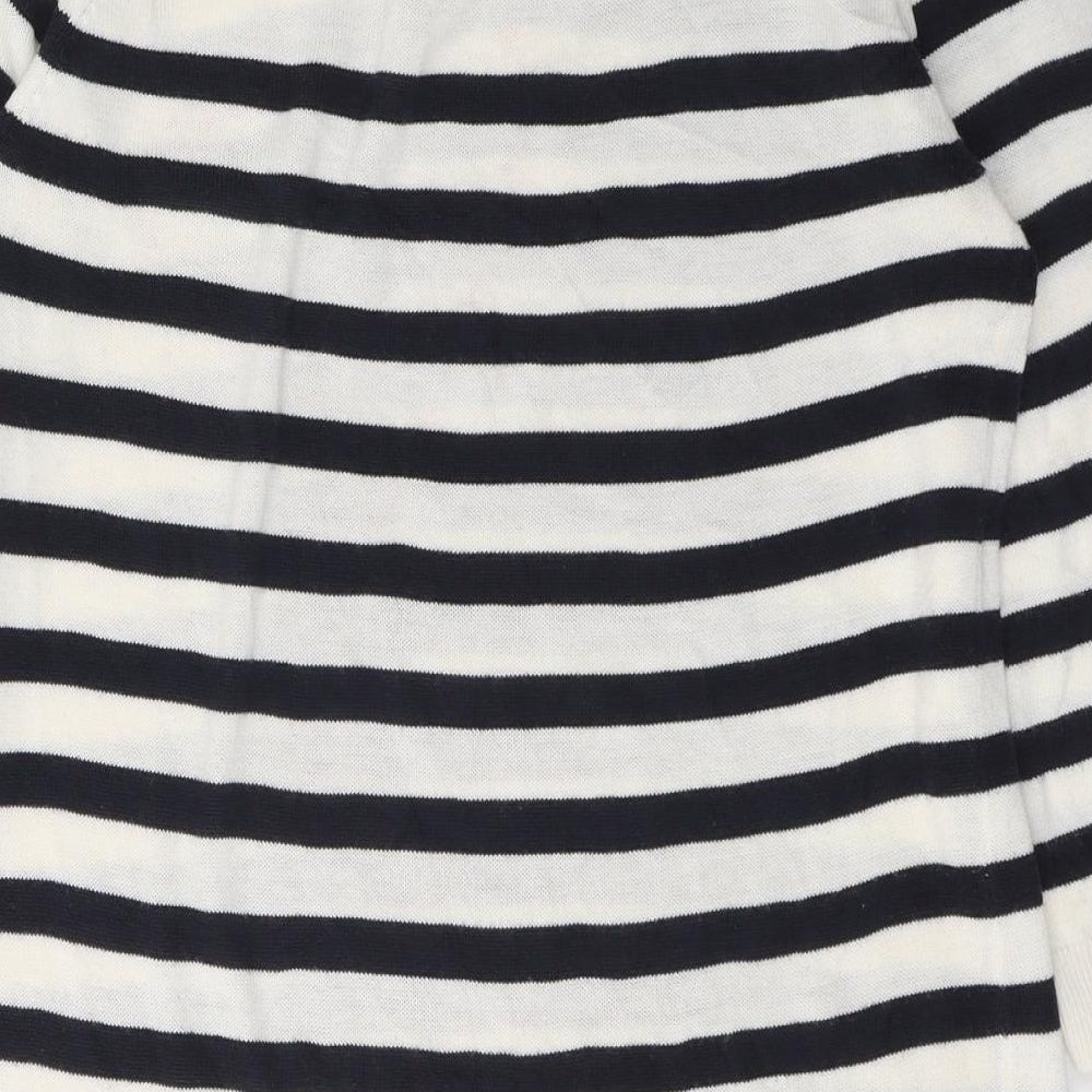 TU Womens White Striped Acrylic Jumper Dress Size 10 V-Neck Pullover - Heart