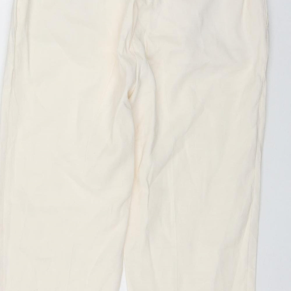 H&M Womens Ivory Viscose Trousers Size 8 L26 in Regular