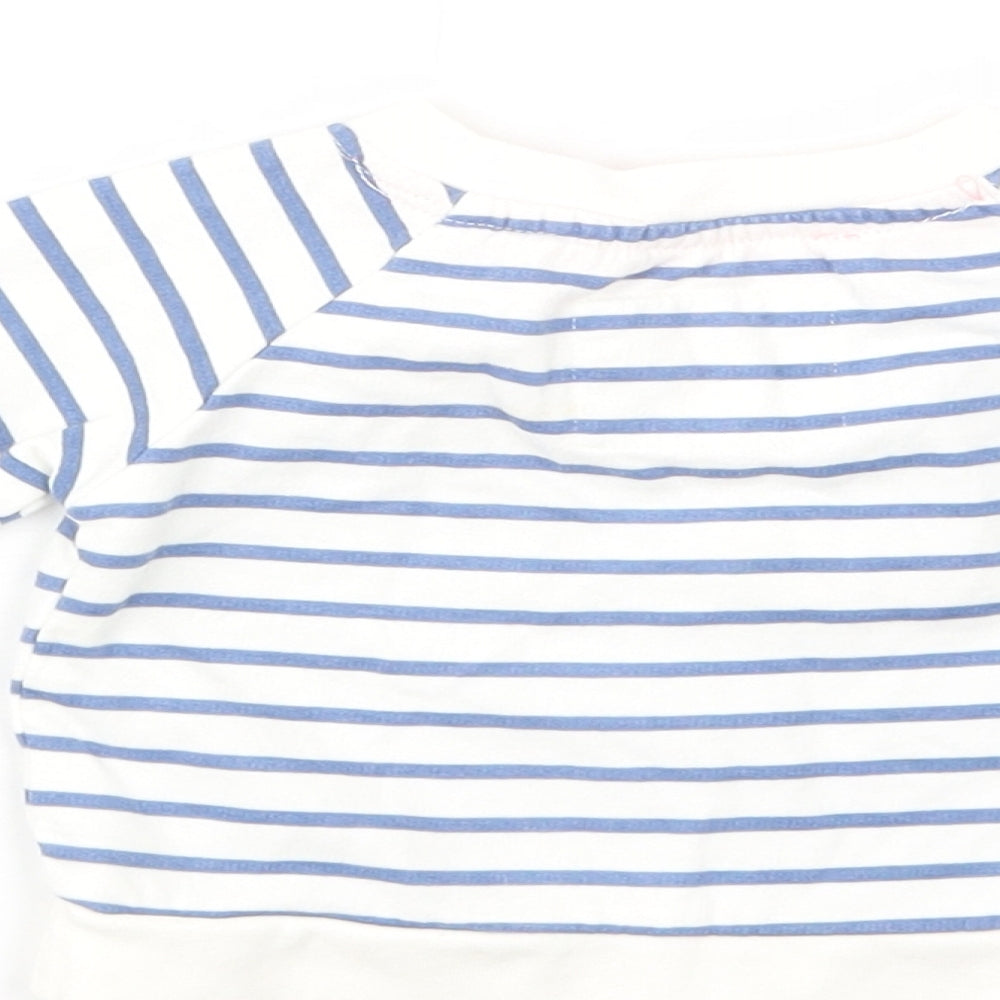 Early Days Baby White Striped Cotton Pullover Jumper Size 0-3 Months Snap - Bunny