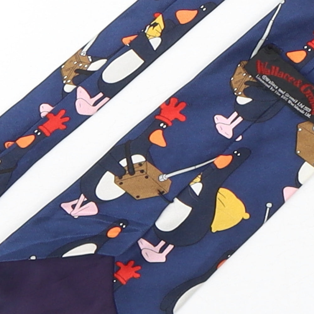 Wallace & Gromit Mens Multicoloured Geometric Silk Pointed Tie One Size - Feathers McGraw