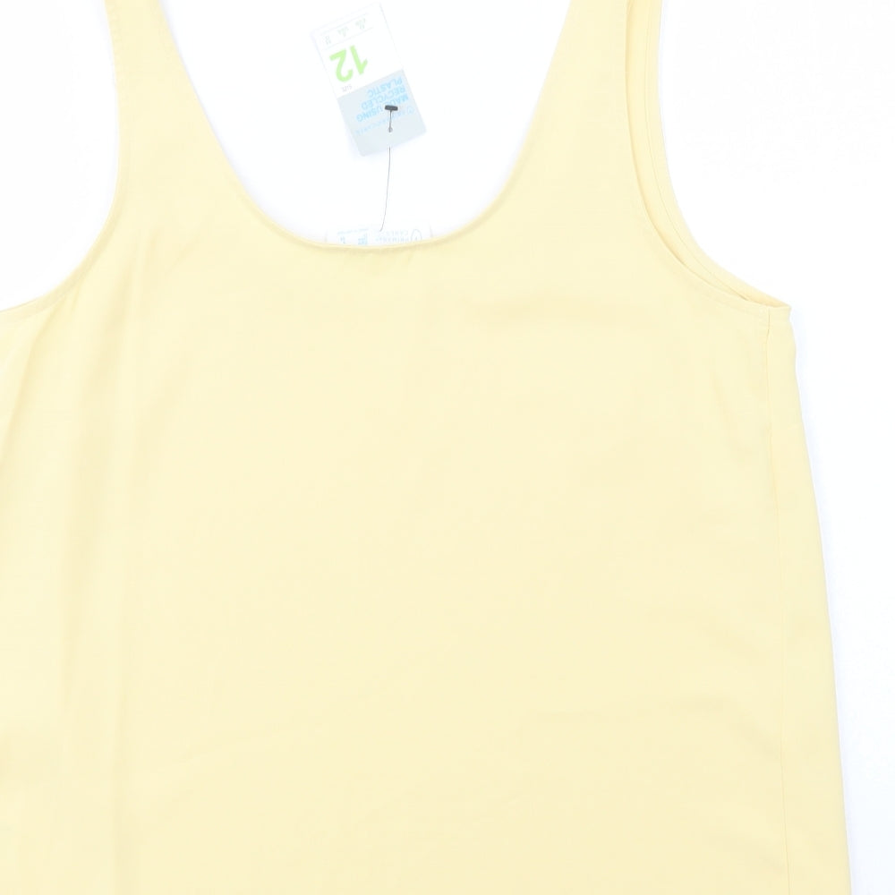 Primark Womens Yellow Polyester Camisole Blouse Size 12 Scoop Neck