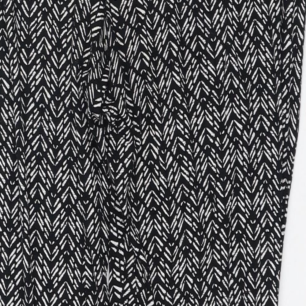 Marks and Spencer Womens Black Geometric Viscose Harem Trousers Size 10 L24 in Regular