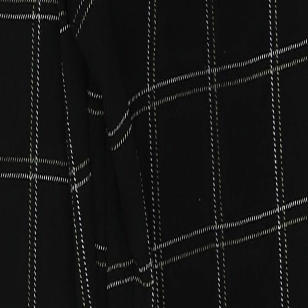 PRETTYLITTLETHING Womens Black Plaid Polyester Trousers Size 4 L26 in Regular