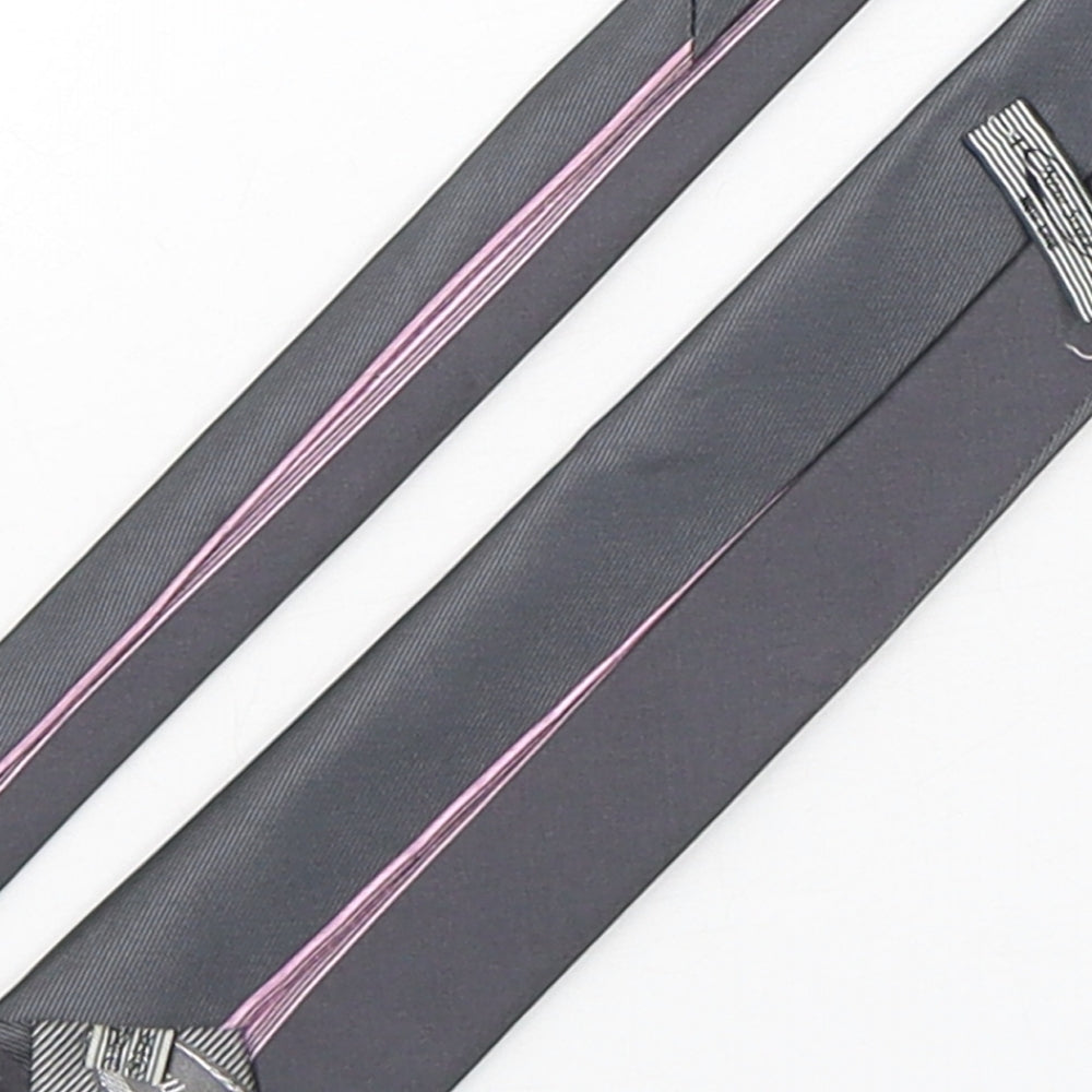 New Style Mens Silver Striped Polyester Pointed Tie One Size