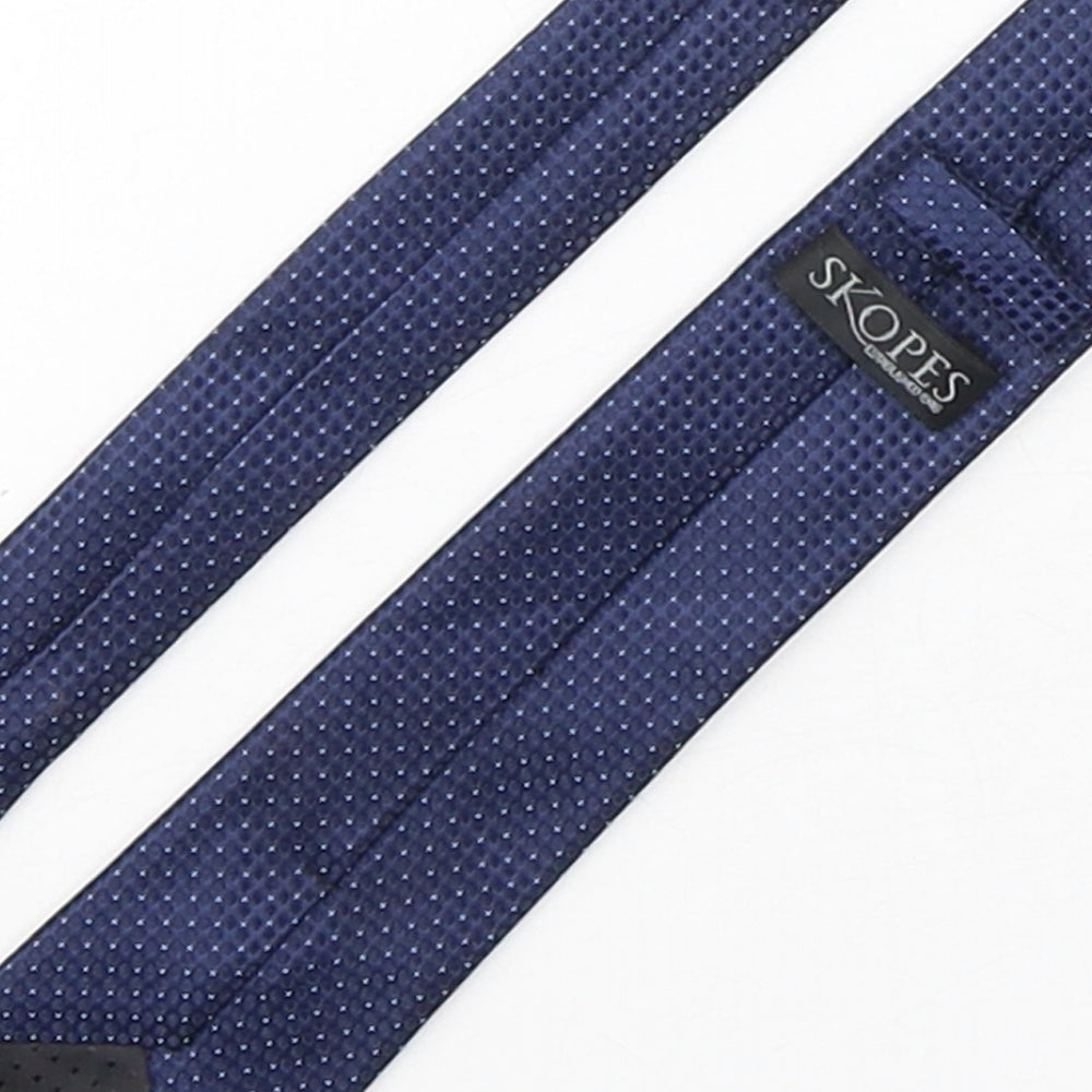 Skopes Mens Blue Geometric Polyester Pointed Tie One Size