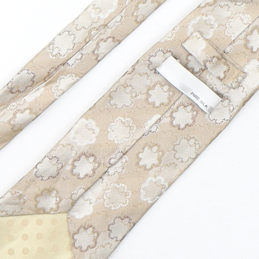 BHS Mens Beige Geometric Silk Pointed Tie One Size