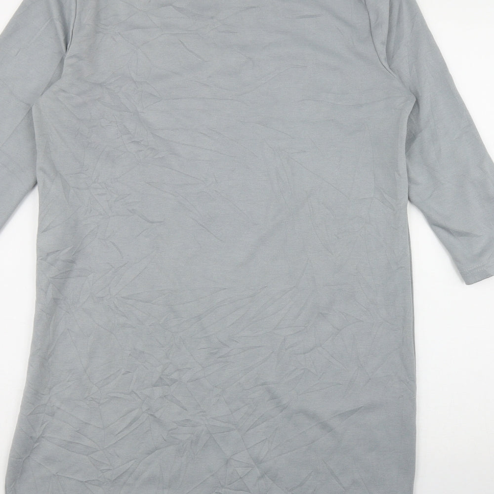 VILA Womens Grey Polyester A-Line Size M High Neck Zip