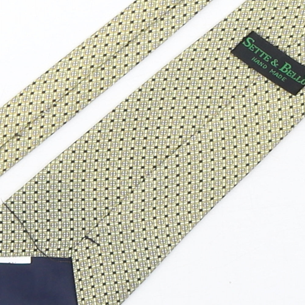 Sette & Bello Mens Multicoloured Geometric Silk Pointed Tie One Size