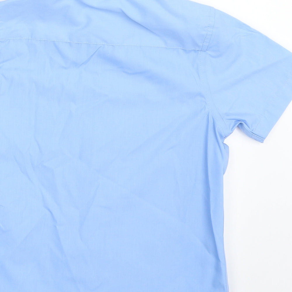 TU Boys Blue Polyester Basic Button-Up Size 7 Years Collared Button