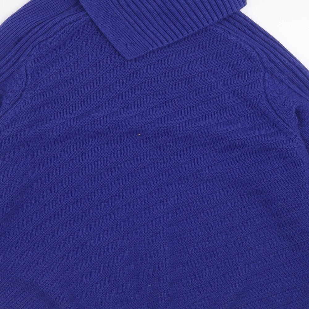 Marks and Spencer Womens Blue High Neck Acrylic Pullover Jumper Size S