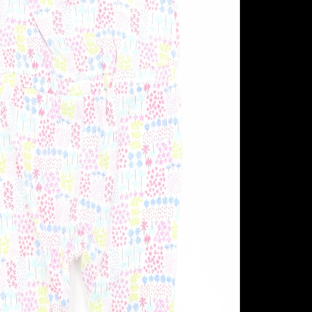 F&F Baby White Floral Cotton Coverall One-Piece Size 3-6 Months Snap