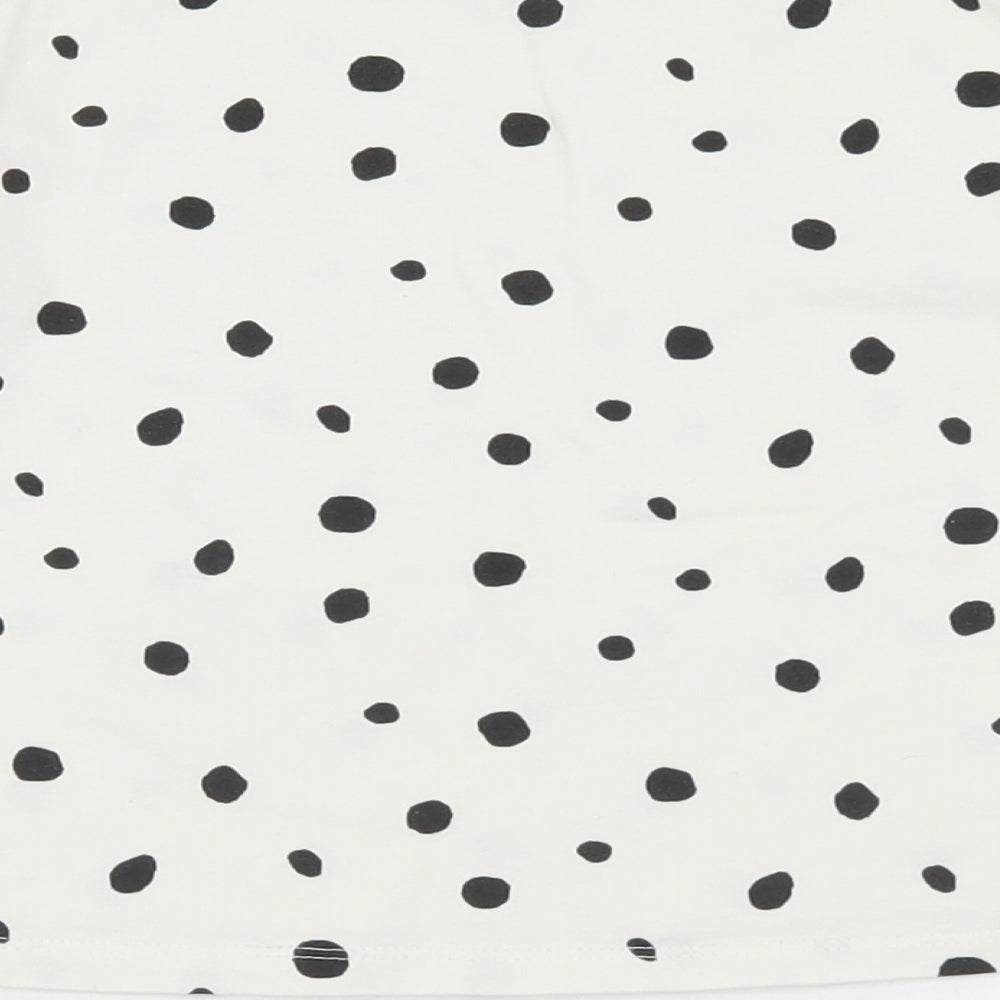 Primark Girls White Polka Dot Polyester Cropped T-Shirt Size 7-8 Years Crew Neck - Kindness