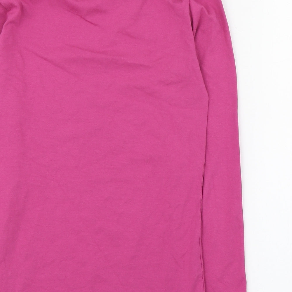 United Colours of Benetton Girls Pink Cotton Basic T-Shirt Size 11-12 Years Roll Neck Pullover