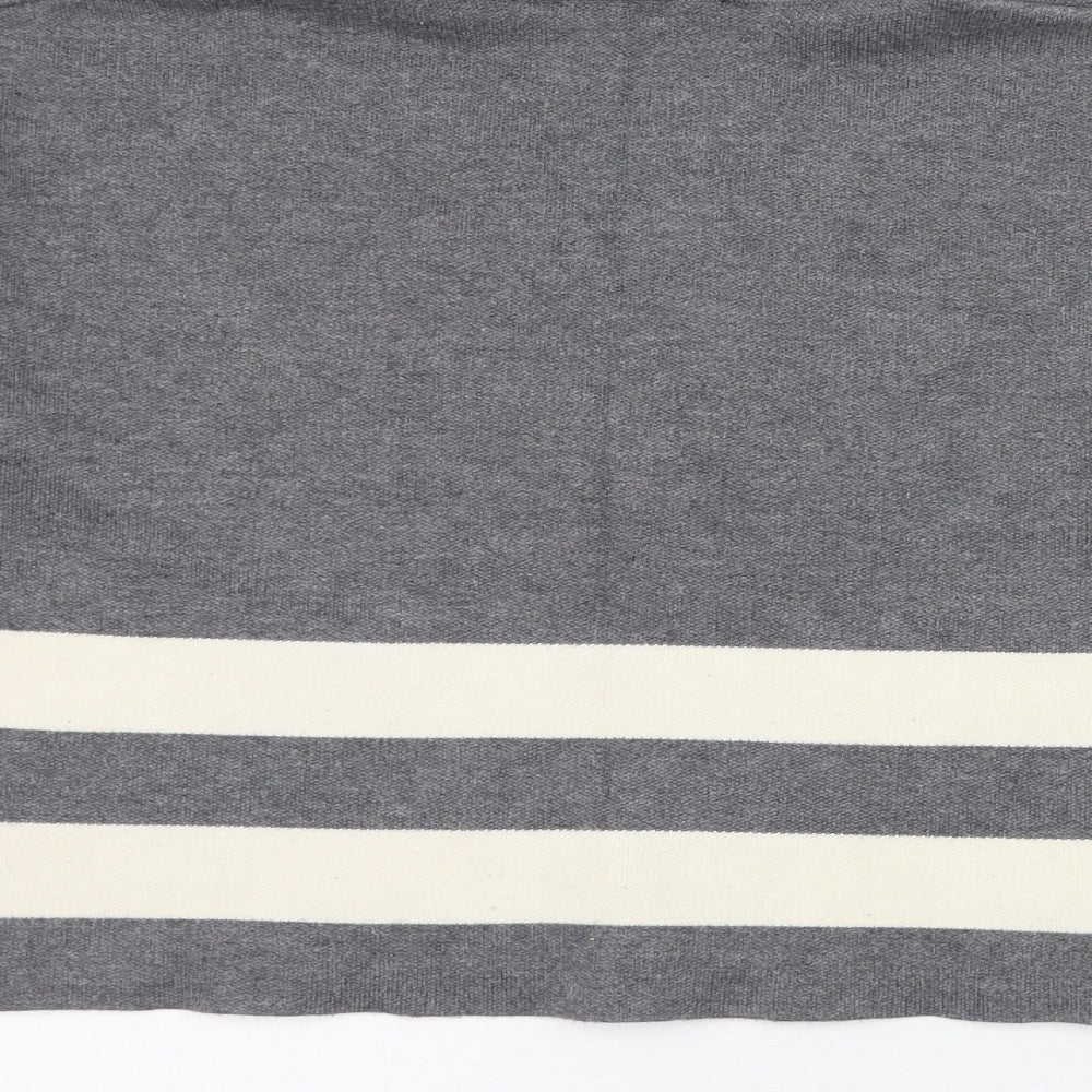 New Look Girls Grey Roll Neck Striped Viscose Pullover Jumper Size 14-15 Years Pullover