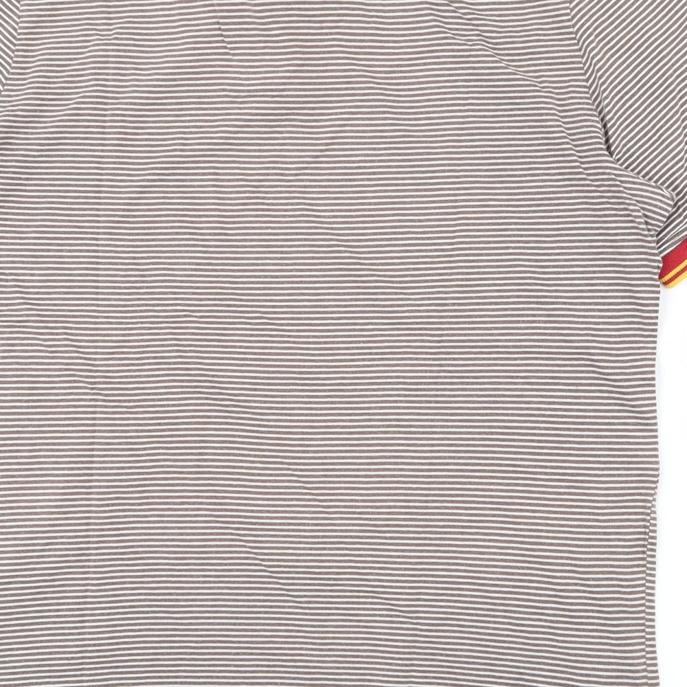 River Island Mens Multicoloured Striped 100% Cotton Polo Size M Collared Pullover