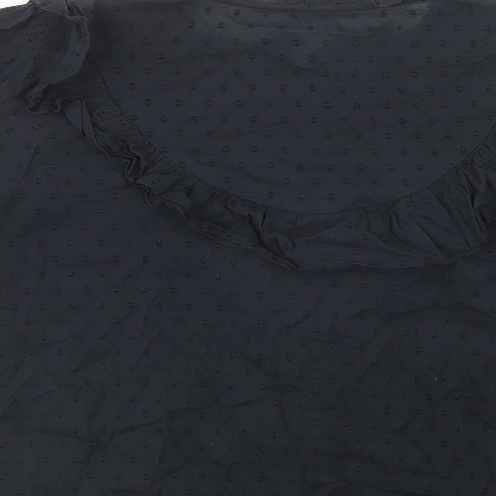 George Womens Black Cotton Basic Button-Up Size 10 Crew Neck