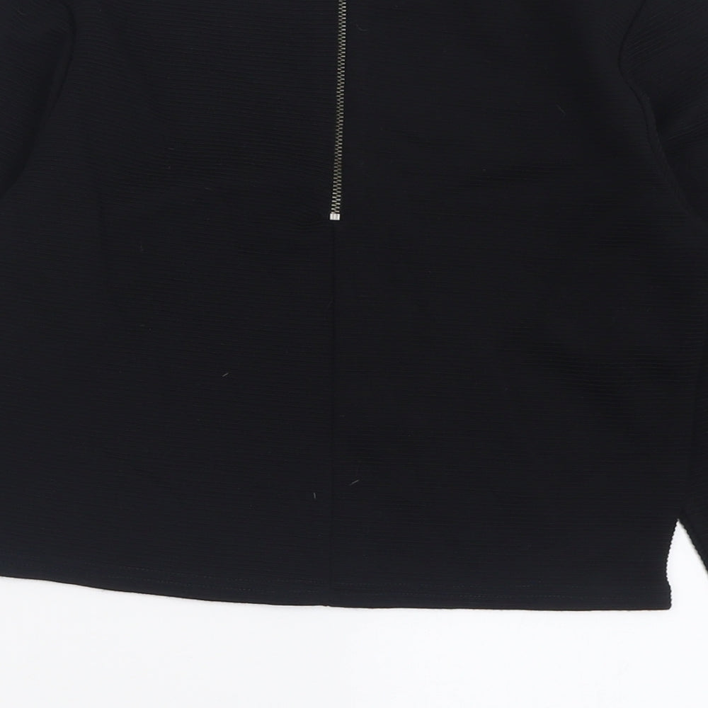 Preworn Womens Black Acrylic Cropped T-Shirt Size L Crew Neck