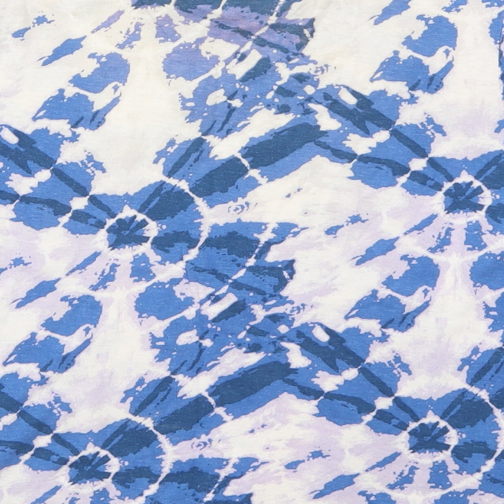 Primark Womens Blue Cotton Cropped T-Shirt Size 4 Crew Neck - Tie Dye