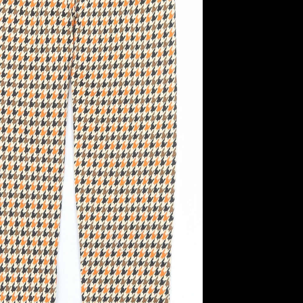 Crafted Girls Beige Houndstooth Cotton Dress Pants Trousers Size 13 Years Regular