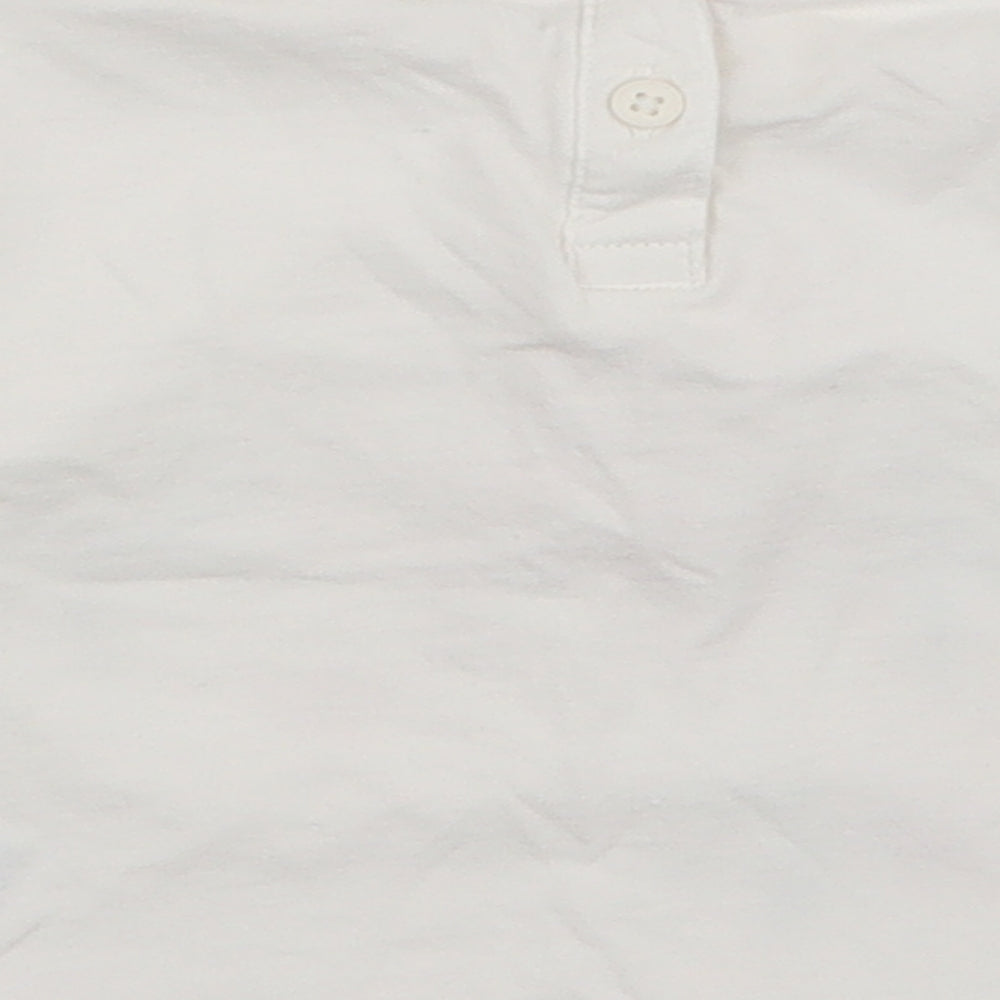 Matalan Girls White 100% Cotton Jersey T-Shirt Size 3-6 Months Round Neck Button - Be happy