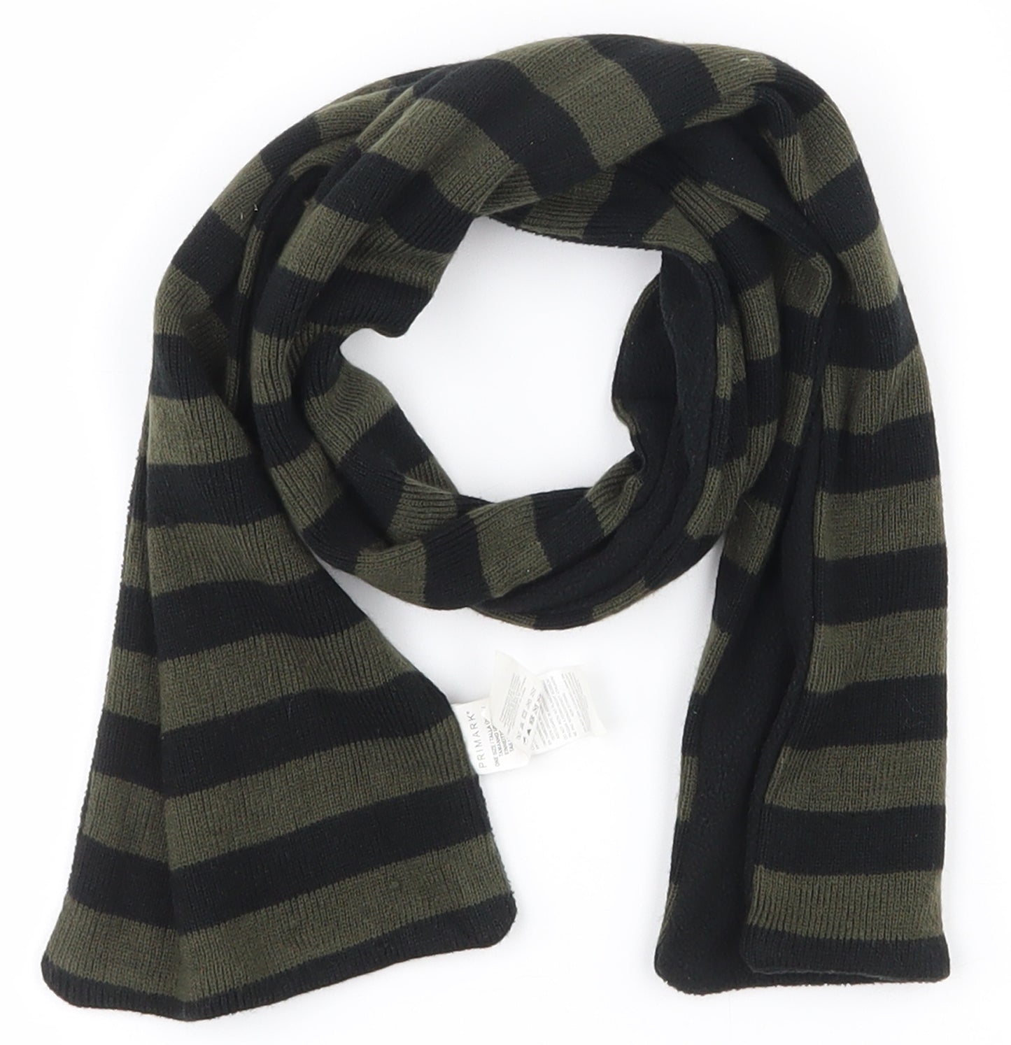 Primark Mens Green Striped Acrylic Scarf One Size