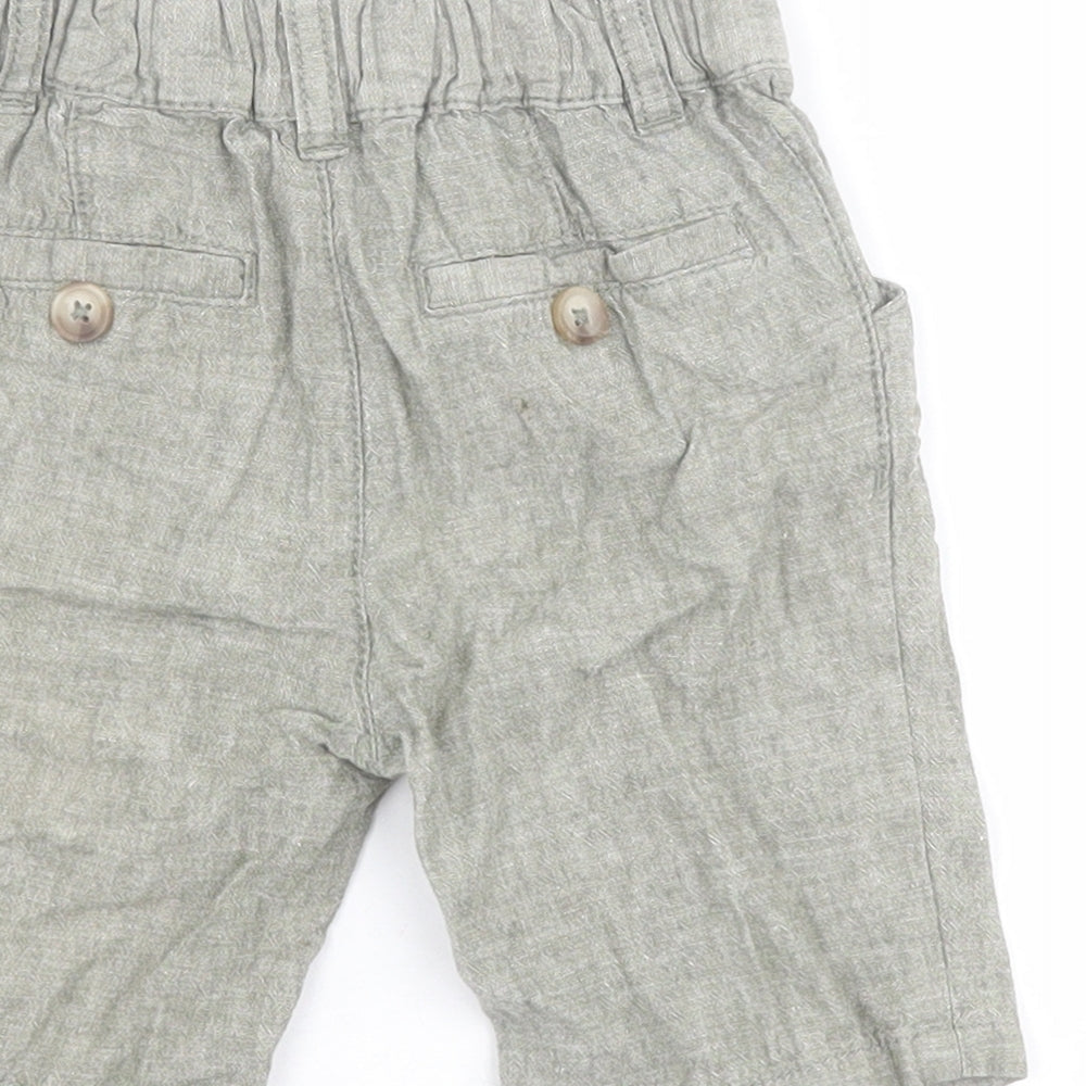 Matalan Baby Green Linen Cropped Trousers Size 18-24 Months Button