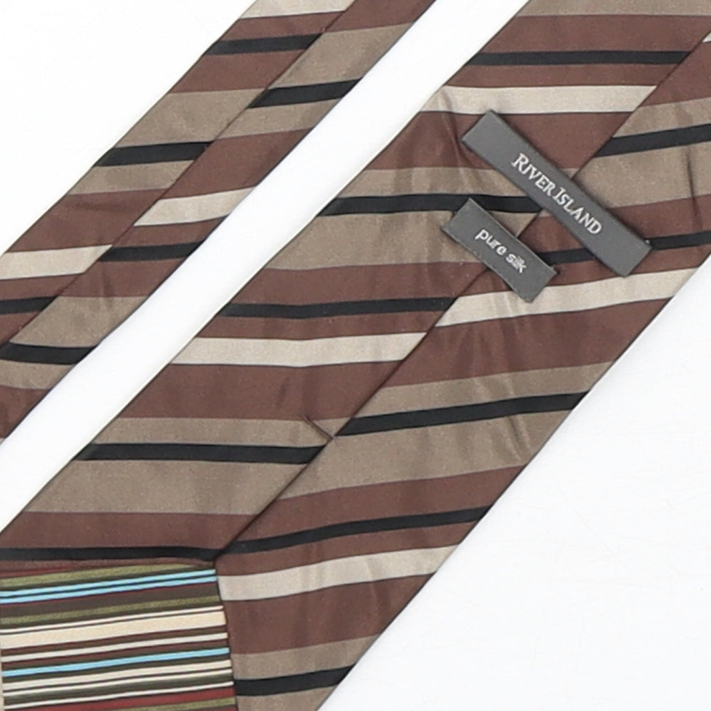 River Island Mens Multicoloured Striped Silk Pointed Tie One Size