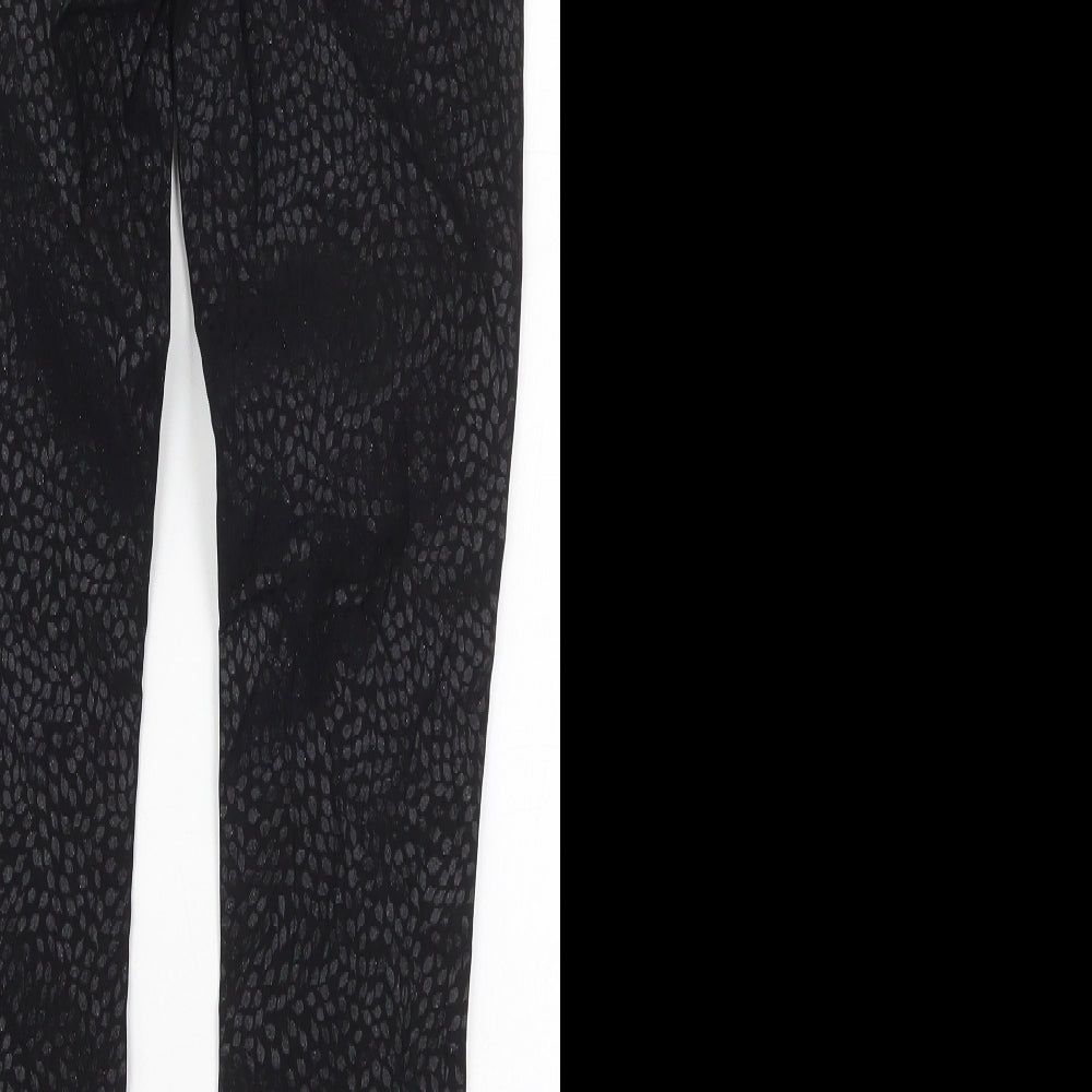 TU Womens Black Viscose Skinny Jeans Size 8 L27 in Regular Button - Leaf Prints