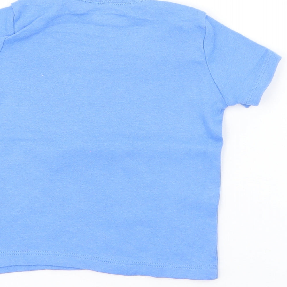 F&F Baby Blue Cotton Pullover T-Shirt Size 9-12 Months Boat Neck Snap