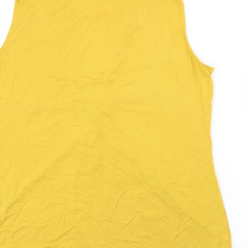 Marks and Spencer Womens Yellow V-Neck Viscose Pullover Jumper Size 16