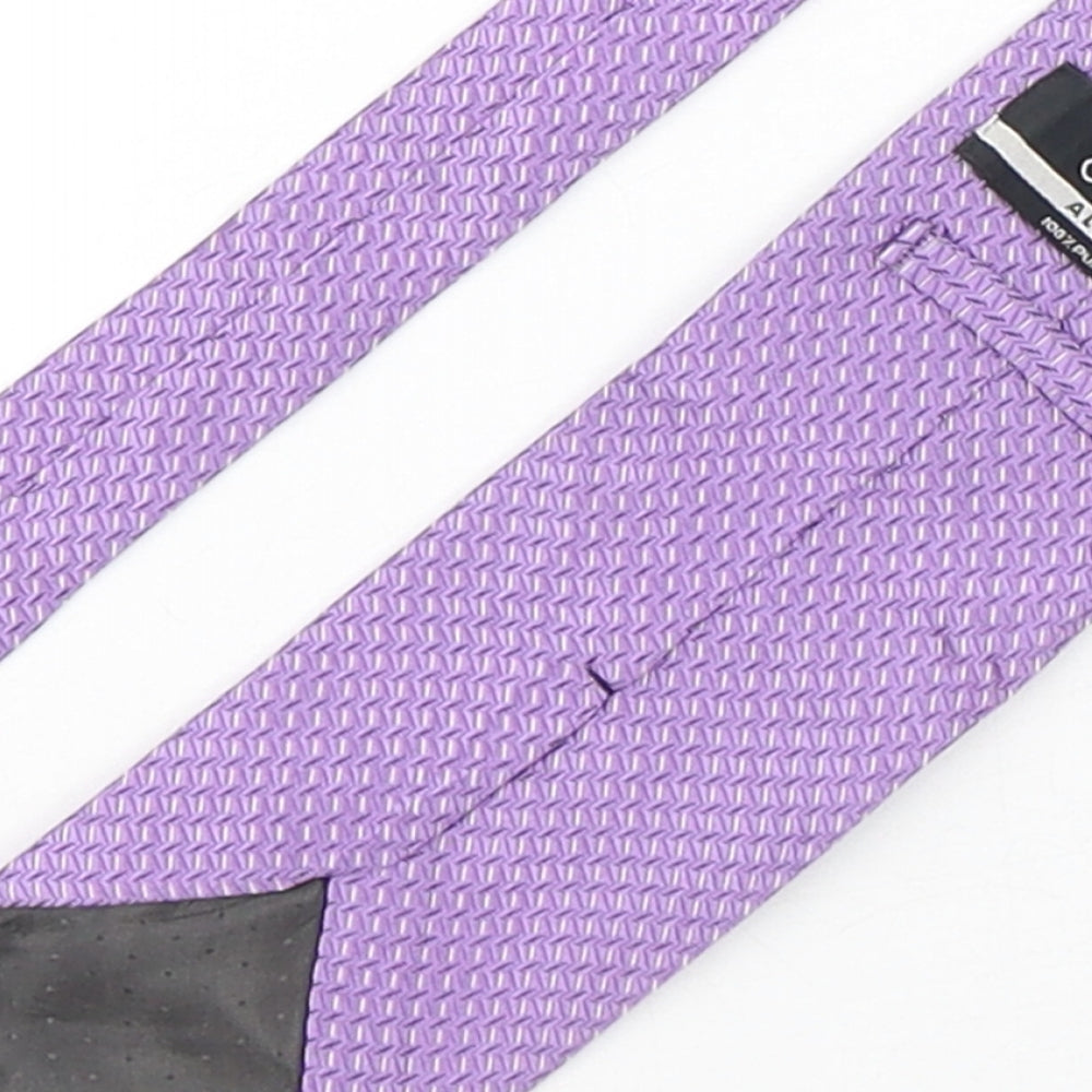 Allders Mens Purple Geometric Silk Pointed Tie One Size