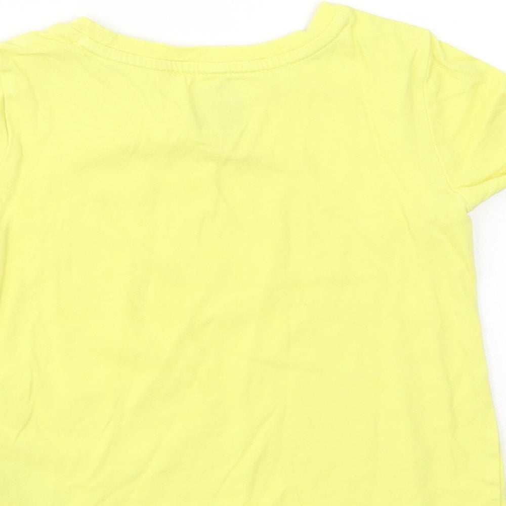 Gap Baby Yellow Cotton Basic T-Shirt Size 18-24 Months Crew Neck Pullover - Rainbow