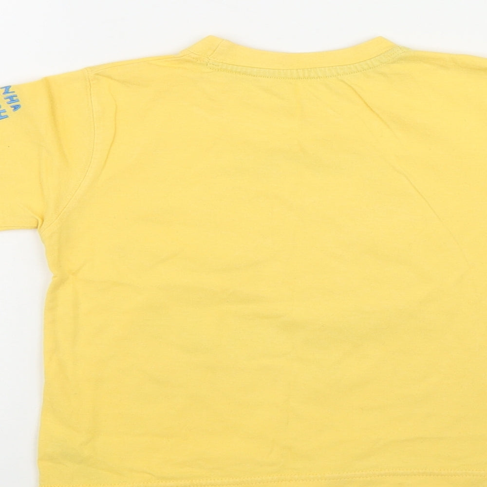 Dunnes Stores Boys Yellow Cotton Basic T-Shirt Size 3-4 Years Round Neck - Fish