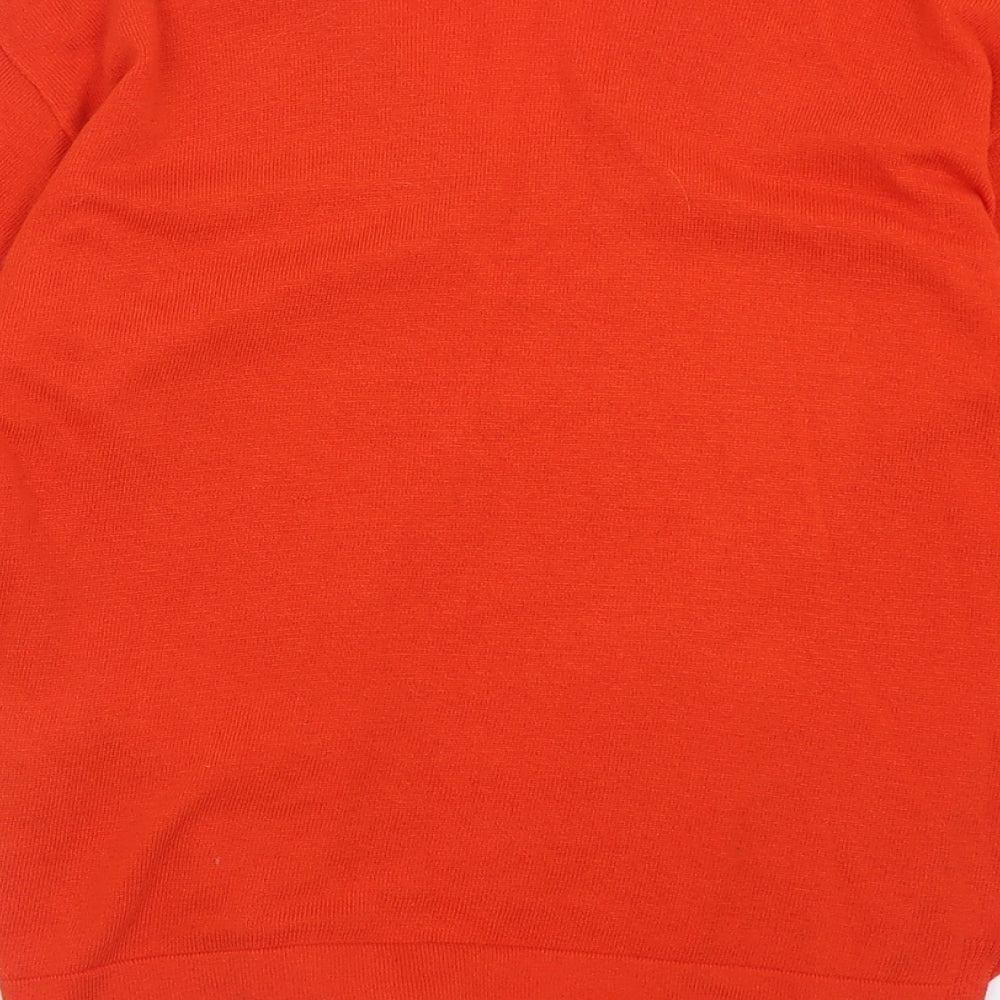 Marks and Spencer Womens Orange V-Neck Viscose Pullover Jumper Size 12