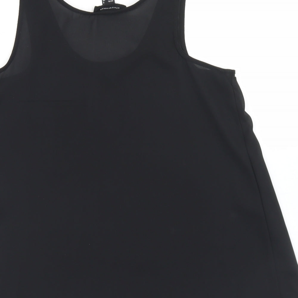 Atmosphere Womens Black Polyester Basic Blouse Size 6 Round Neck