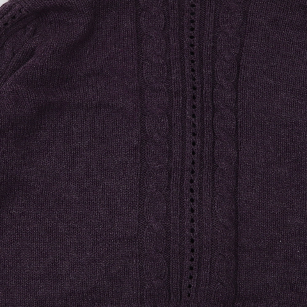BM Womens Purple Collared Acrylic Cardigan Jumper Size L