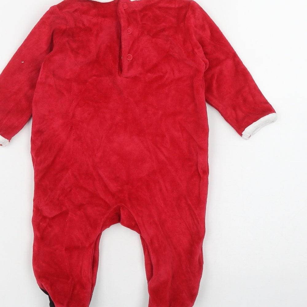 Dunnes Stores Baby Red Cotton Coverall One-Piece Size 0-3 Months Snap - Christmas