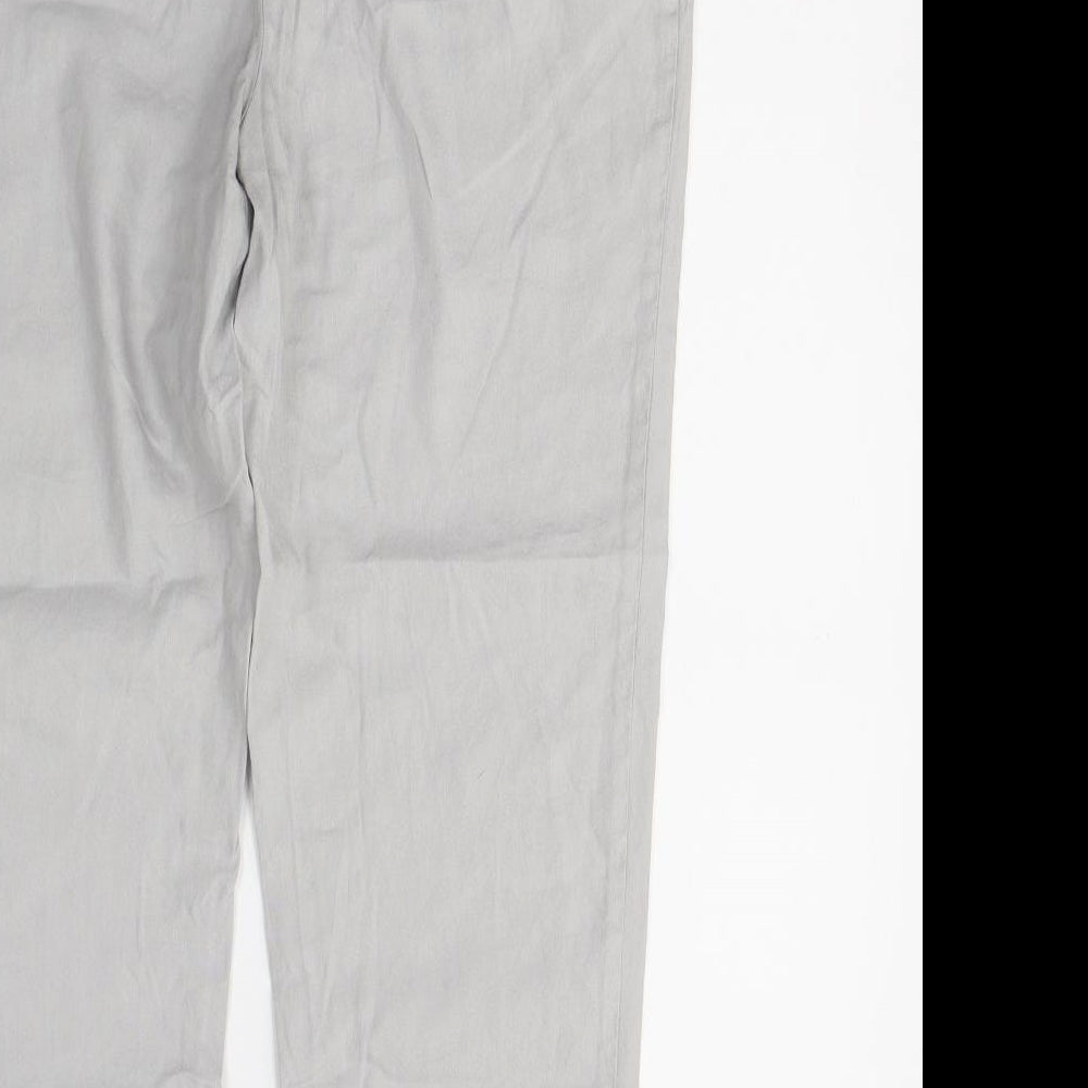 Marks and Spencer Womens Grey Linen Cropped Trousers Size 30 in L23.5 in Regular Button