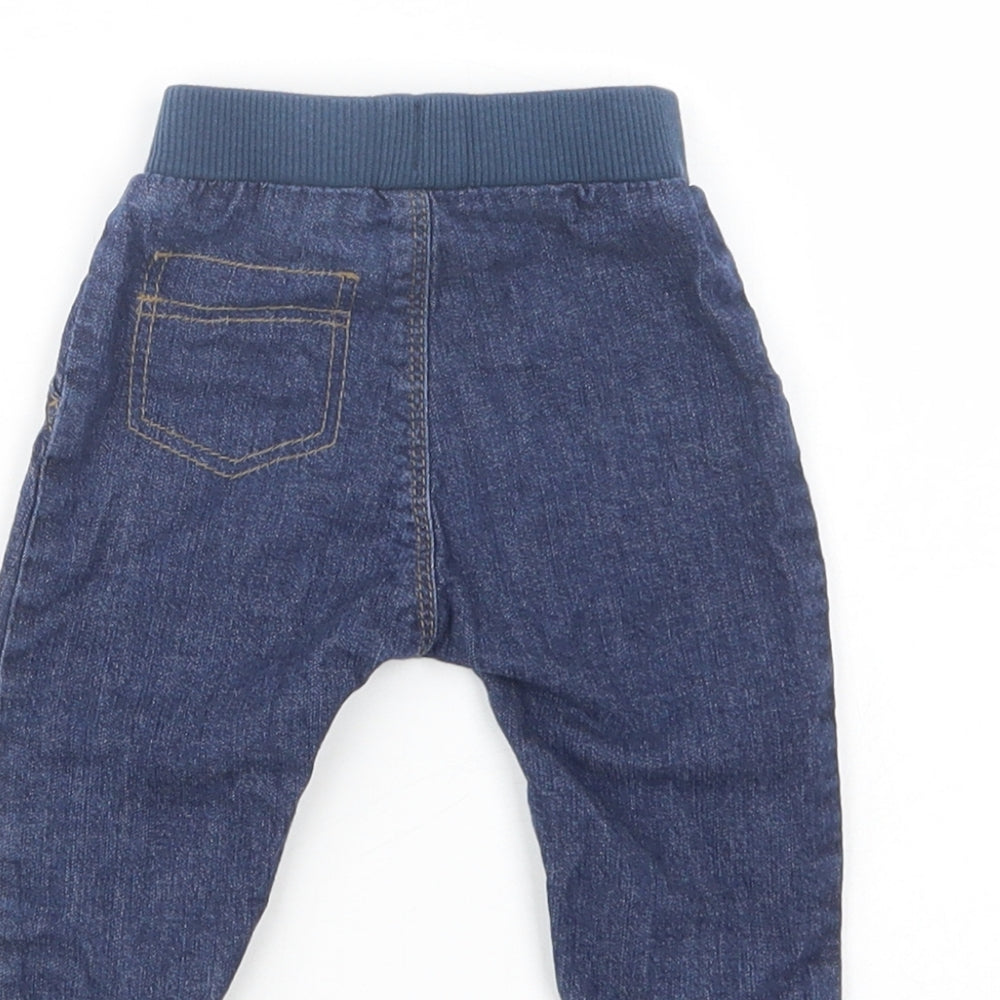 George Baby Blue Cotton Jogger Jeans Size 0-3 Months Drawstring