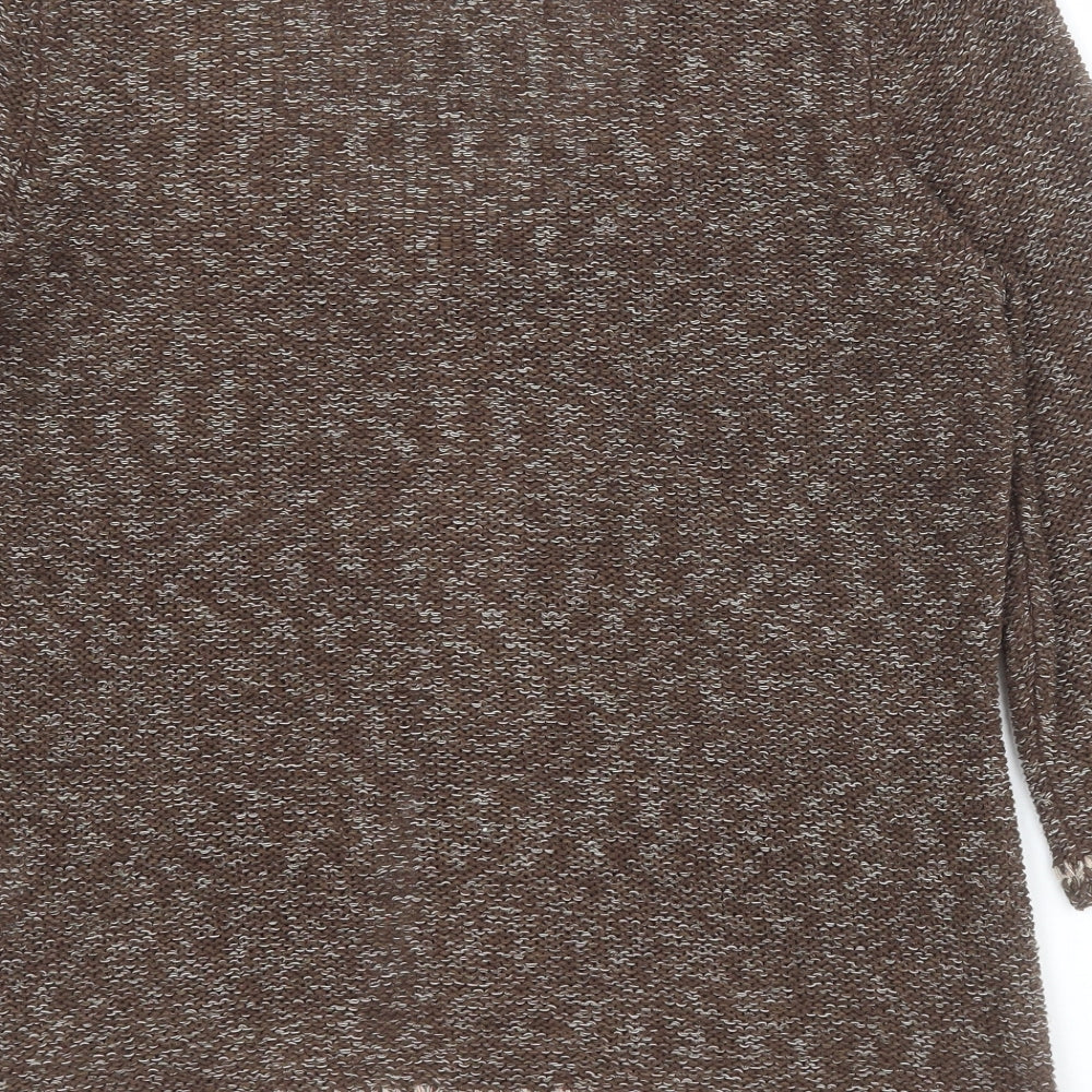 Marks and Spencer Womens Brown Scoop Neck Acrylic Cardigan Jumper Size M