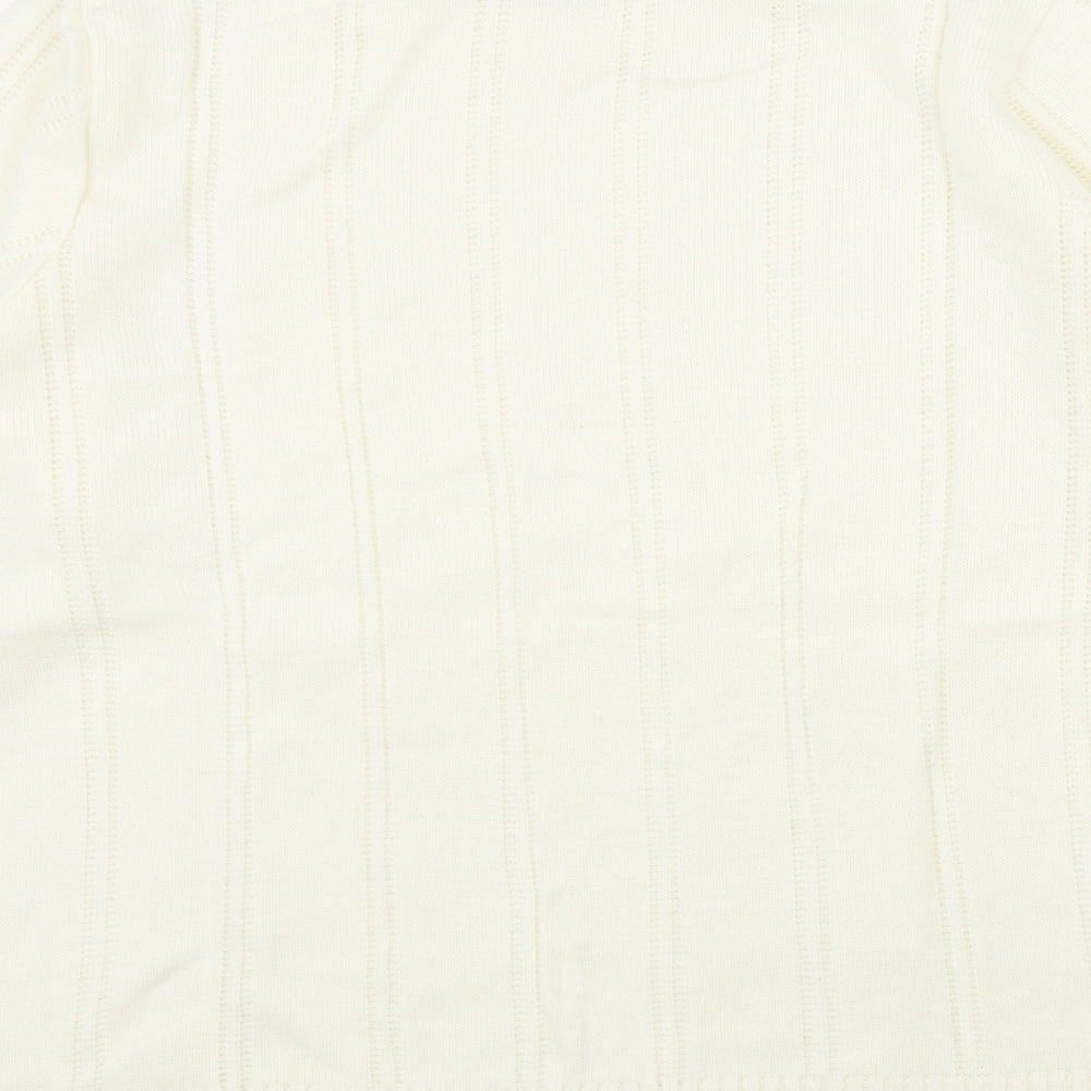 Daxon Womens Ivory Round Neck Acrylic Pullover Jumper Size 14