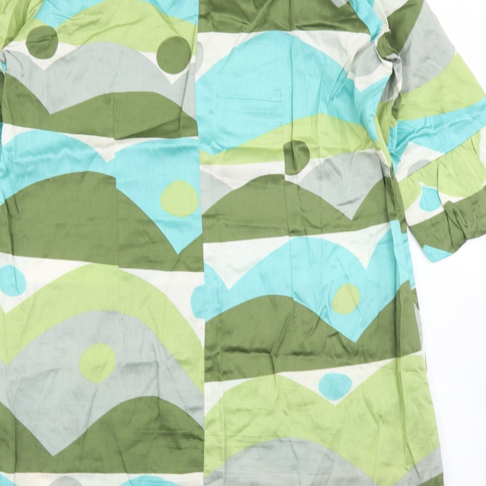 Atmosphere Womens Multicoloured Geometric Cotton A-Line Size 16 Round Neck
