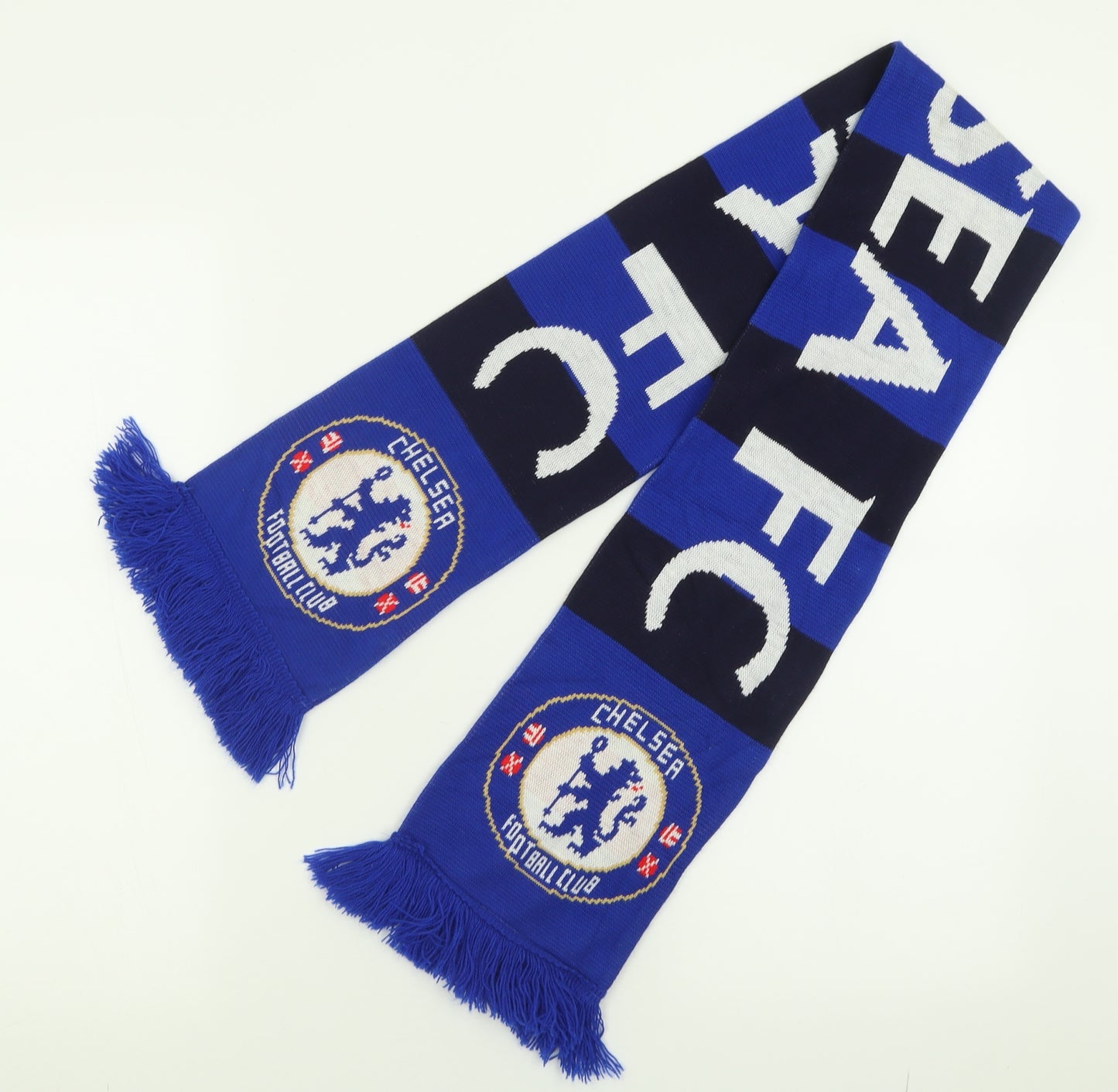 Chelsea Football Club Mens Blue Striped Acrylic Scarf One Size - Chelsea Football Club
