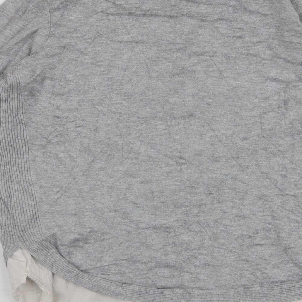 New Look Womens Grey Round Neck Viscose Henley Jumper Size 10