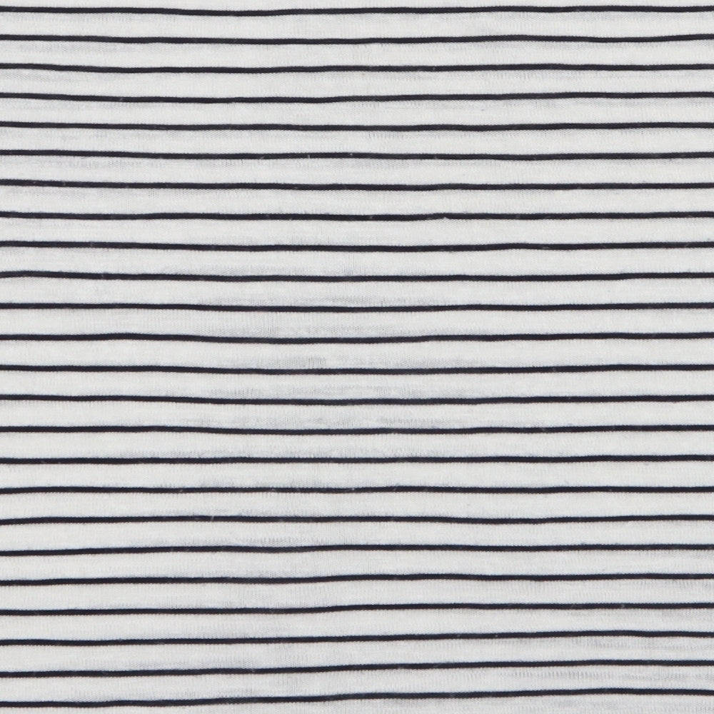 Dunnes Stores Womens White Striped Viscose Basic T-Shirt Size L Round Neck