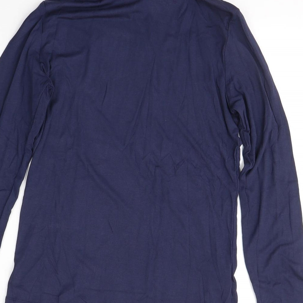 Carcos Womens Blue Viscose Jersey T-Shirt Size XL Roll Neck