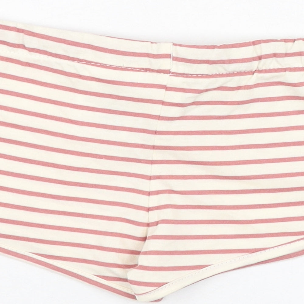 H&M Girls Ivory Striped Cotton Cropped Trousers Size 9-12 Months Pullover