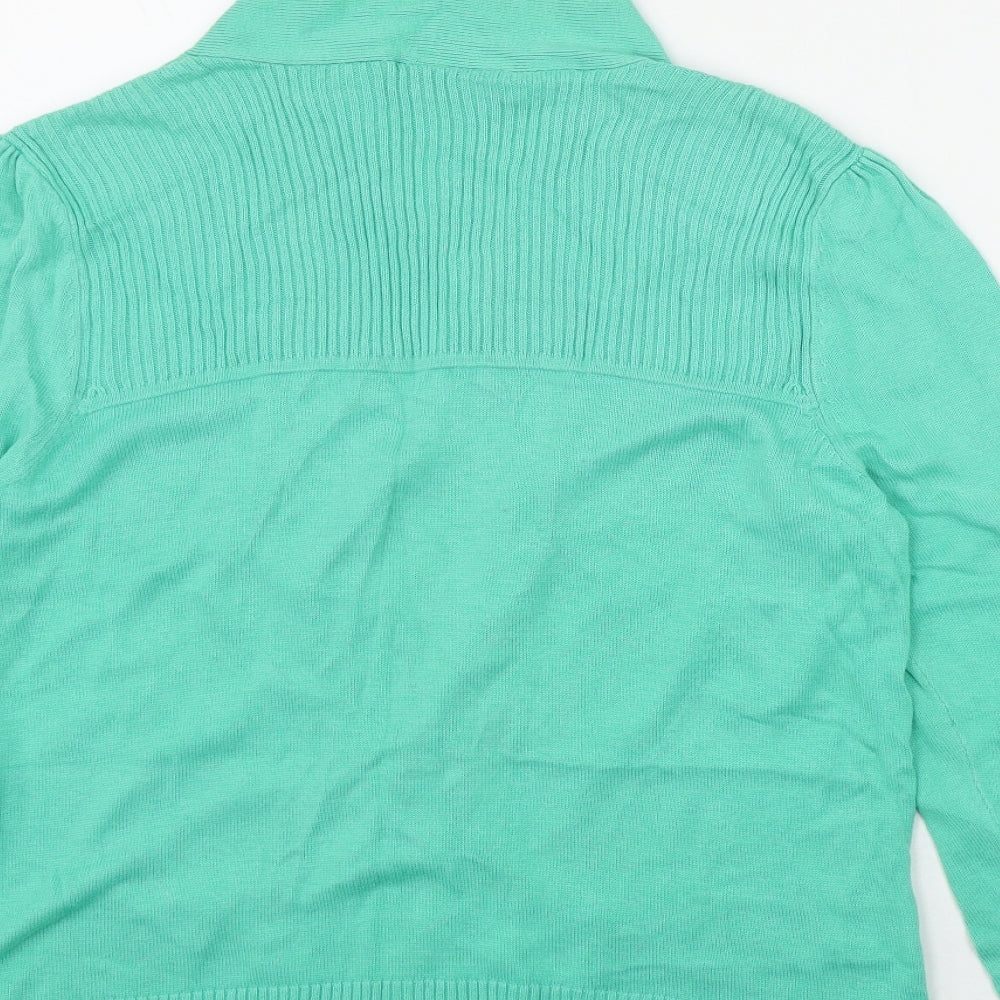 Wallis Womens Green V-Neck Polyester Cardigan Jumper Size M