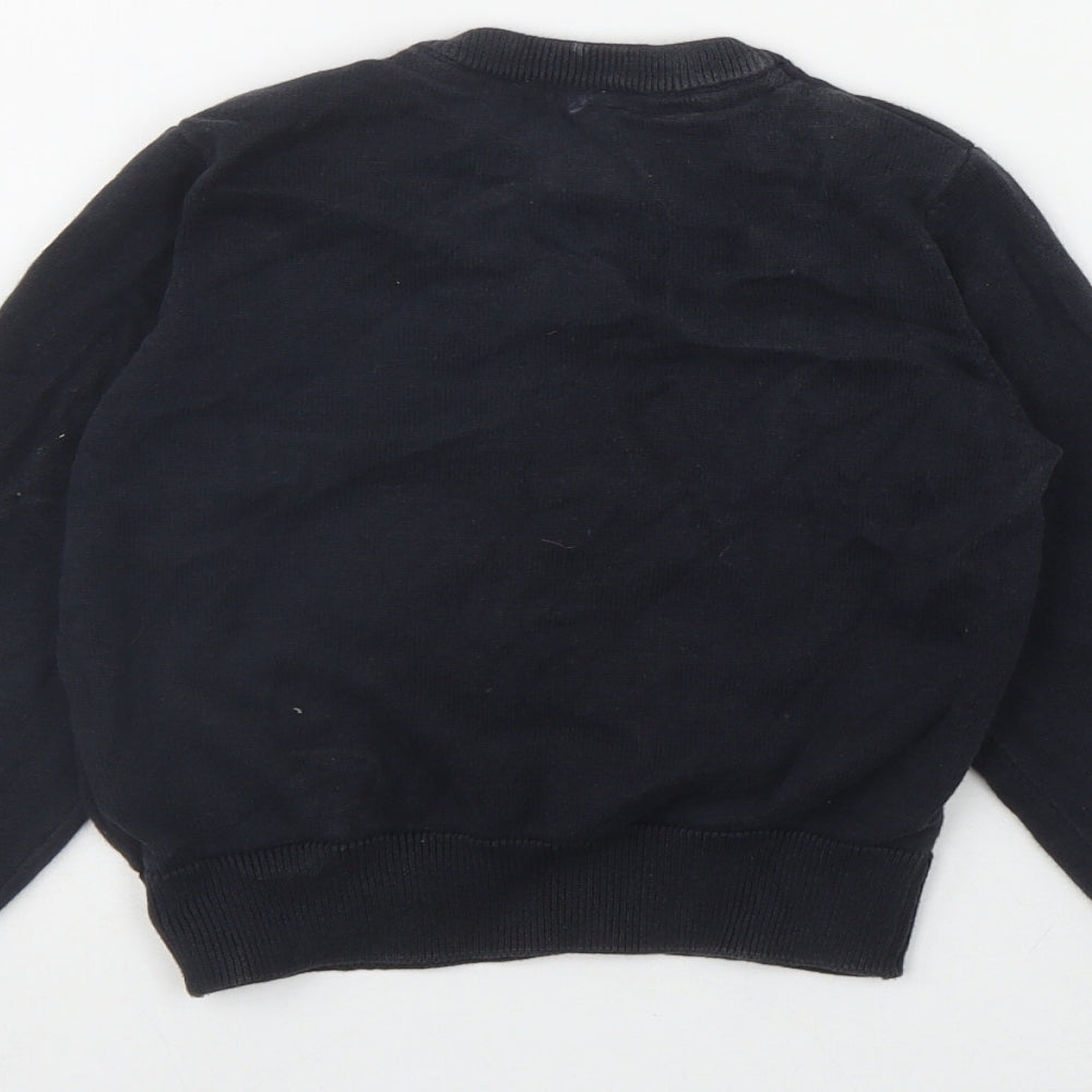 Marks and Spencer Boys Blue V-Neck Cotton Pullover Jumper Size 3-4 Years Pullover
