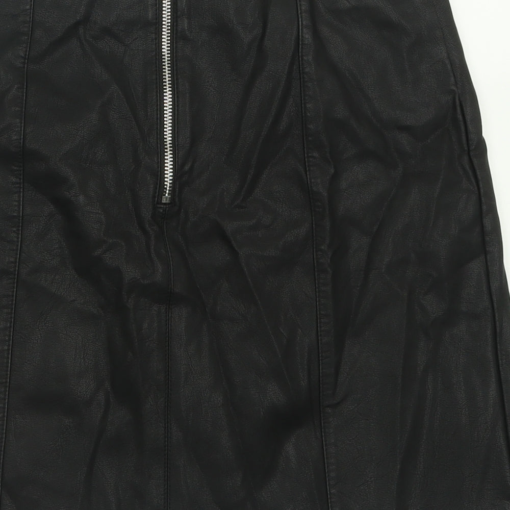 New Look Womens Black Viscose A-Line Skirt Size 8 Zip